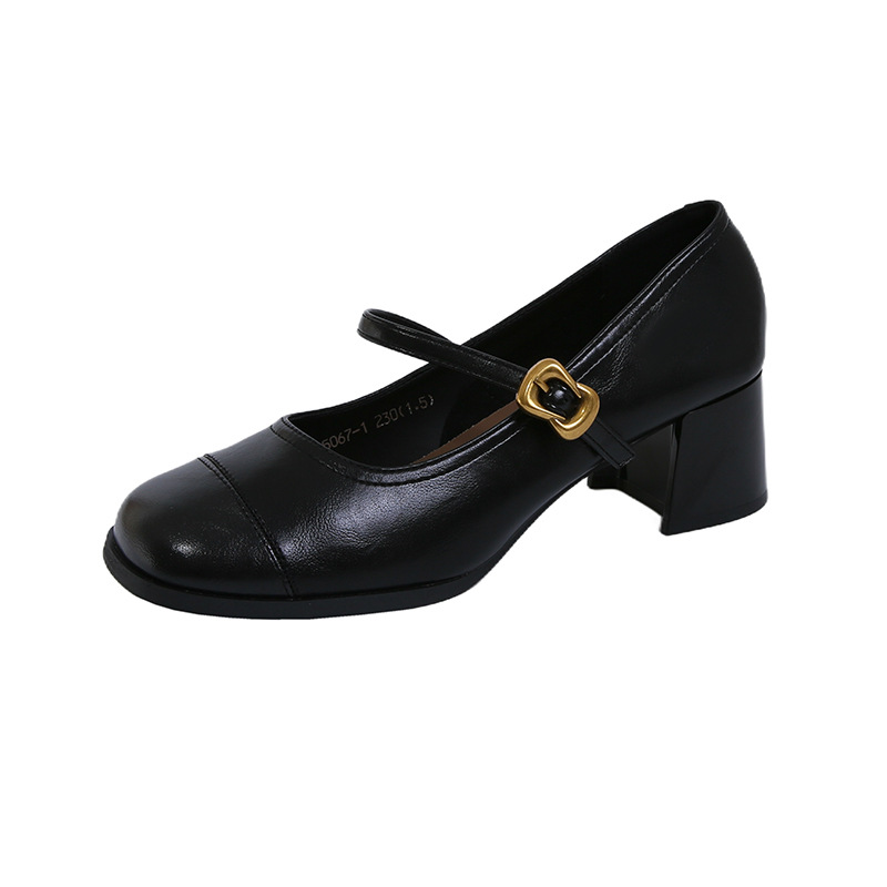 Women Dress Shoes High Heel Chunky Heel Fashion Simple Casual Gentle Style Versatile Triple Black Coffee Free shipping