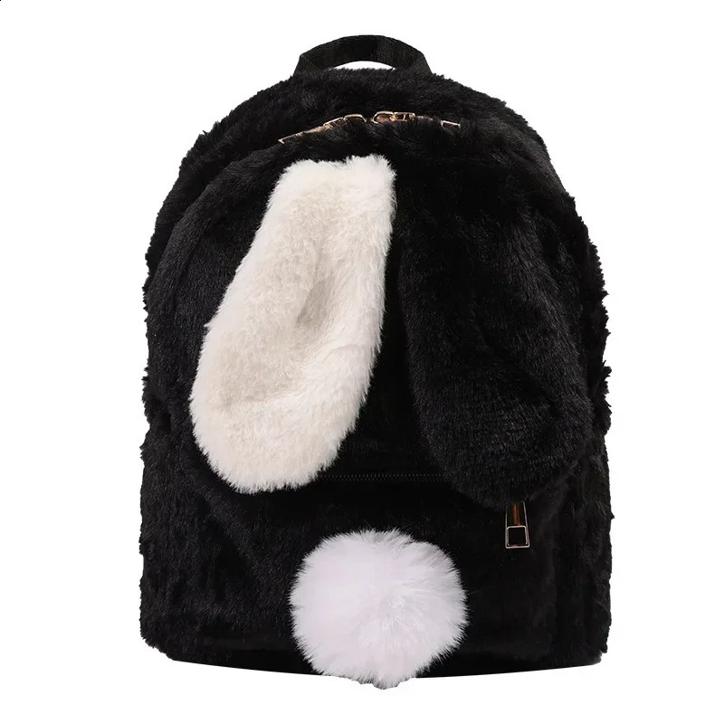 Personalized Plush Backpack for Baby Boys Girls in Autumn and Winter Cute Rabbit Ears Plush Children Backpack Plush Bag 241230