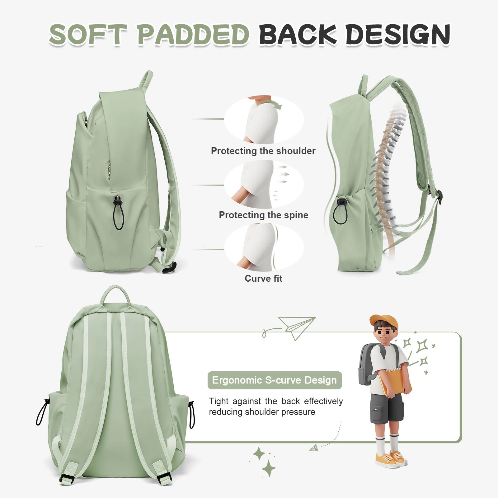 Aesthetic College Backpack for Men Women Lightweight Casual Daypack Casual Laptop Schoolbag Kids School Backpack Bagpack Girl 241230