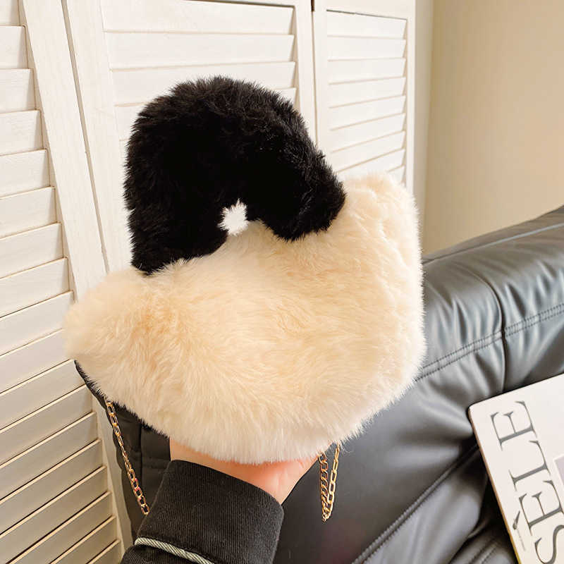 Hairy small bag for women, 2023 autumn and winter new trendy cute plush bucket bag, texture niche single shoulder crossbody bag 241230