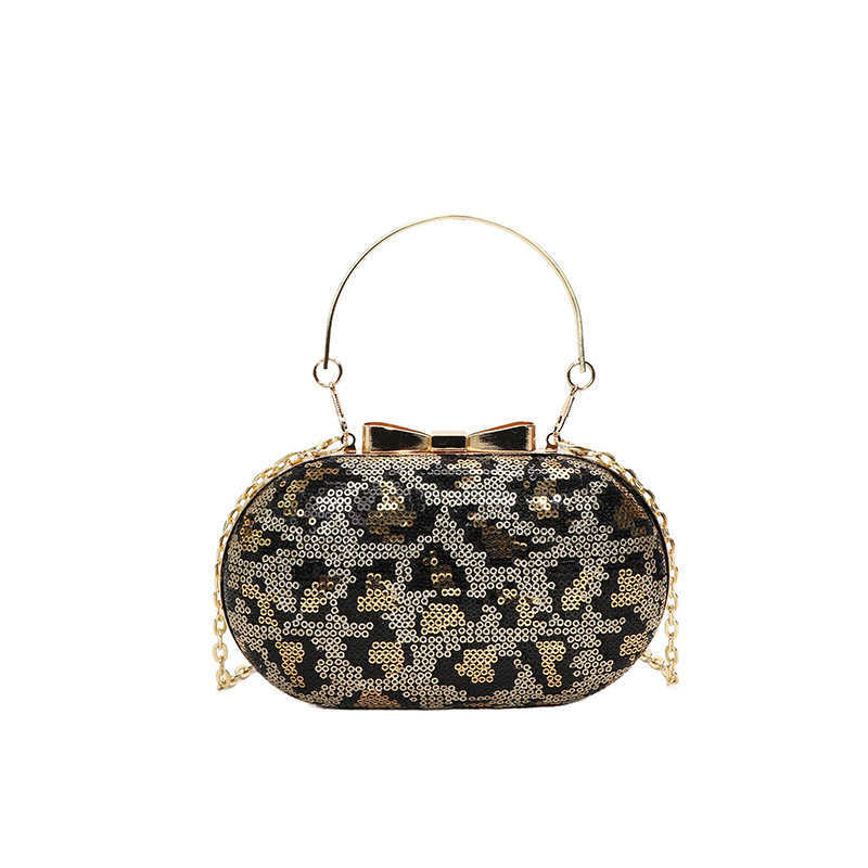 Hot selling women's bag 2025 new handbag women's embroidered sequin leopard print dinner bag party handbag 241230