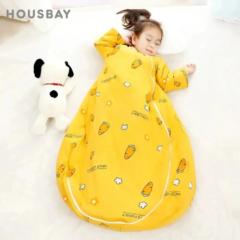 Sleeping Bag For Children 2.5Tog Baby Sleeping Bag Winter Thick Detachable Sleeves Anti-Kick Blanket Infant Quilt Sleepwear 241230