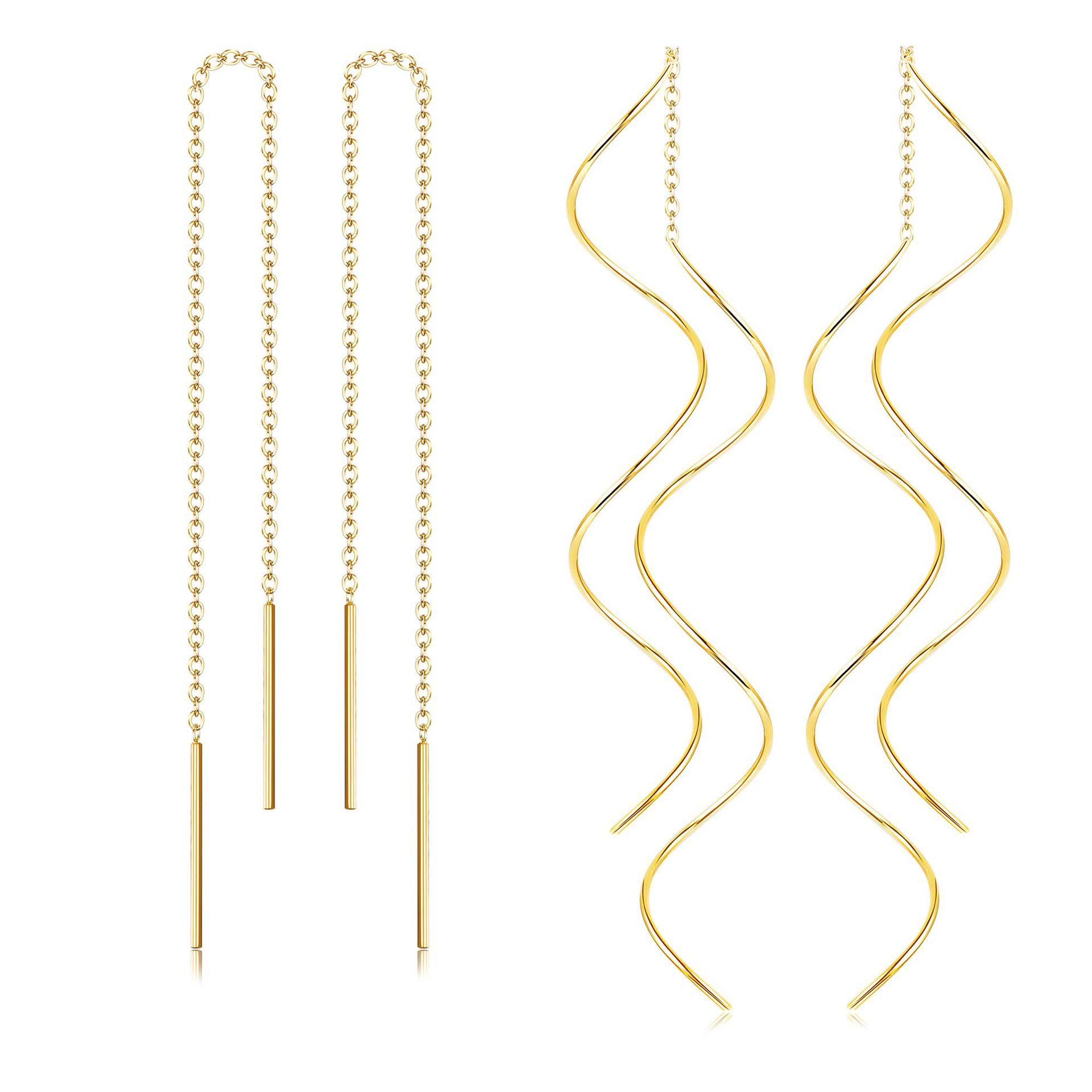 Stylish Women's Line of Threading Pendant Earrings Made from Premium Stainless Steel Trendy and Comfortable