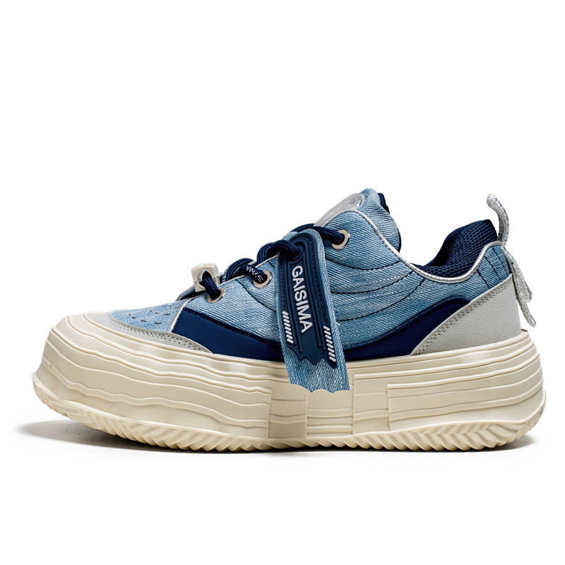 Men Casual Simple Leisure Style New Fashion Versatile Low-Top Thick Sole Trendy Sports Trainers Shoes Triple Black White Blue fashion