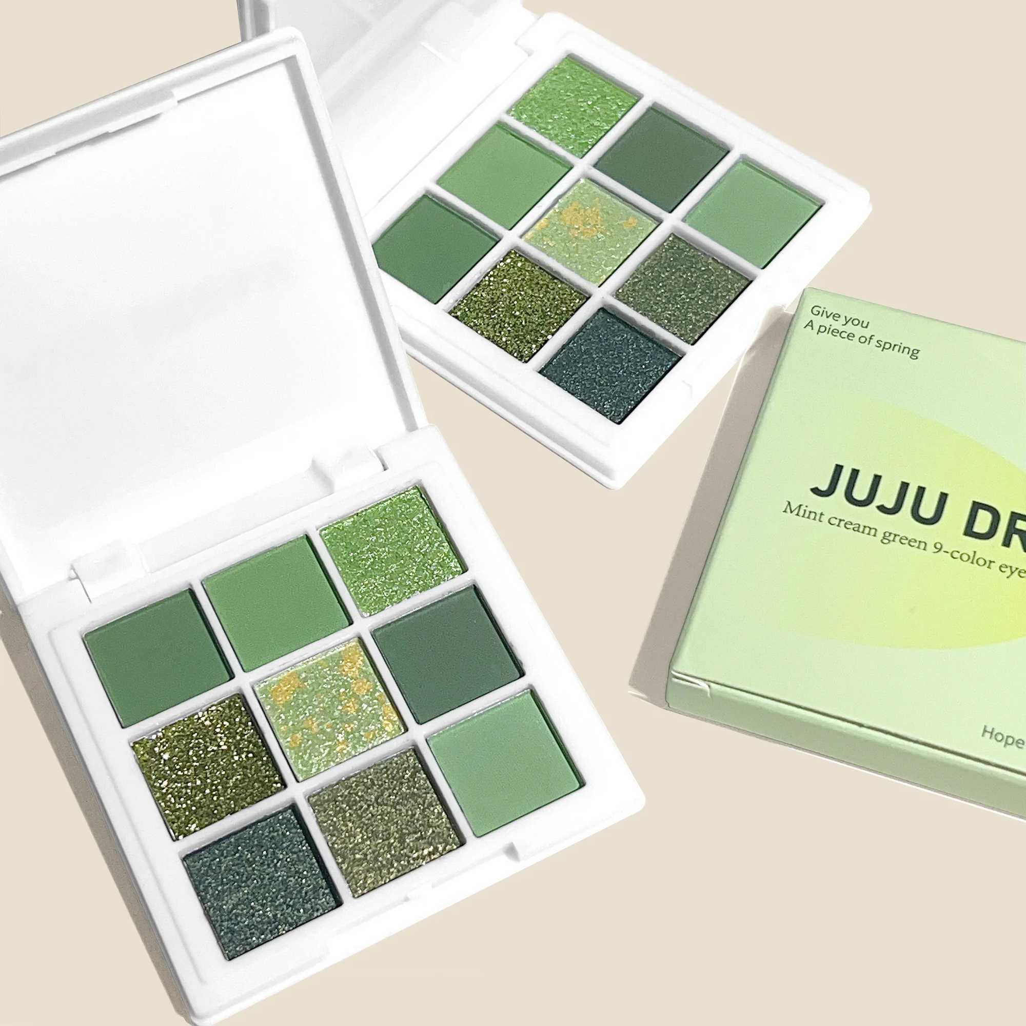 Green and Gold Tones Eyeshadow Palette Matte and Glitter effects High Color Sequin Eye Makeup Waterproof and Long EyeshadowXJ241230