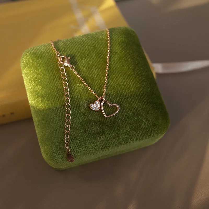 925 sterling silver heart-shaped necklace sparkling zircon heart-shaped pendant womens fashion Clavicle chain Birtay gift wedding party jewelry W24123