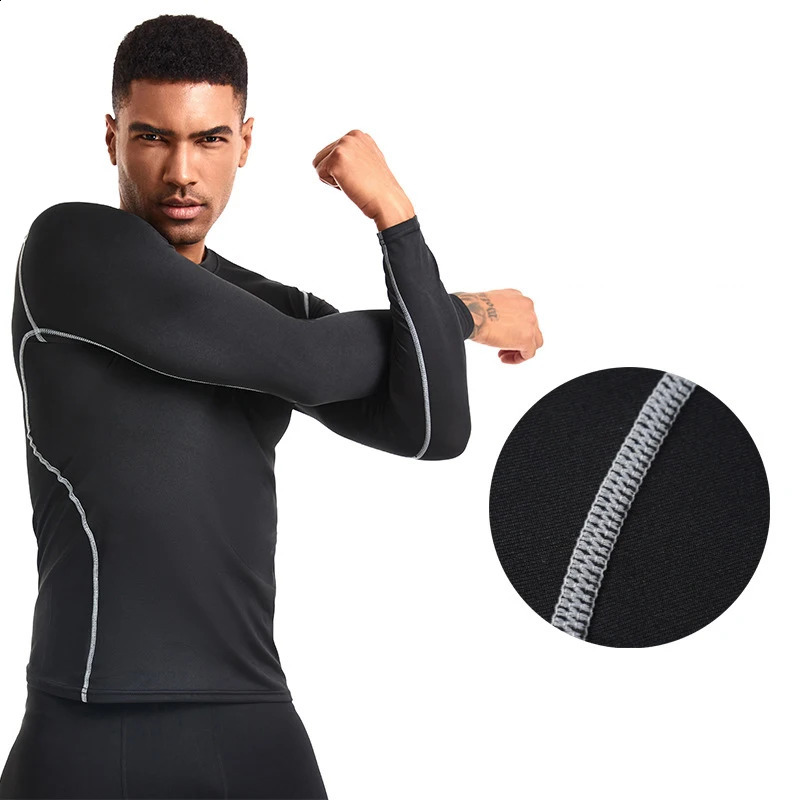 Men Long Sleeve Compression TShirts Gym Basketball Tops Quick Dry Running Football T Shirt Man Casual Tees Shirts Clothing 241220Z