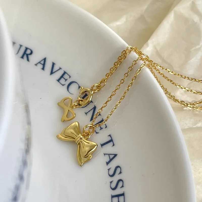 925 sterling silver necklace womens gold bow engagement exquisite jewelry wedding party Birtay Gif W241230