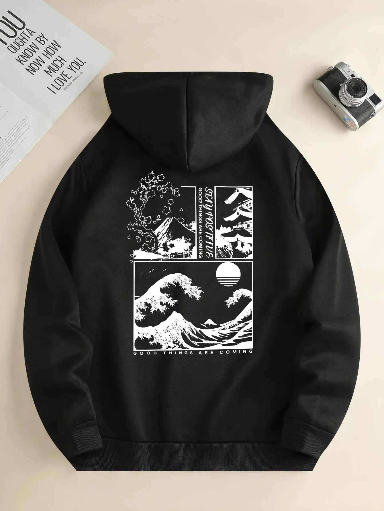 Hot selling fashionable hooded sweatshirt mens landscape printed long sleeved casual daily floral edition hooded sweatshirt S-3XL W241230