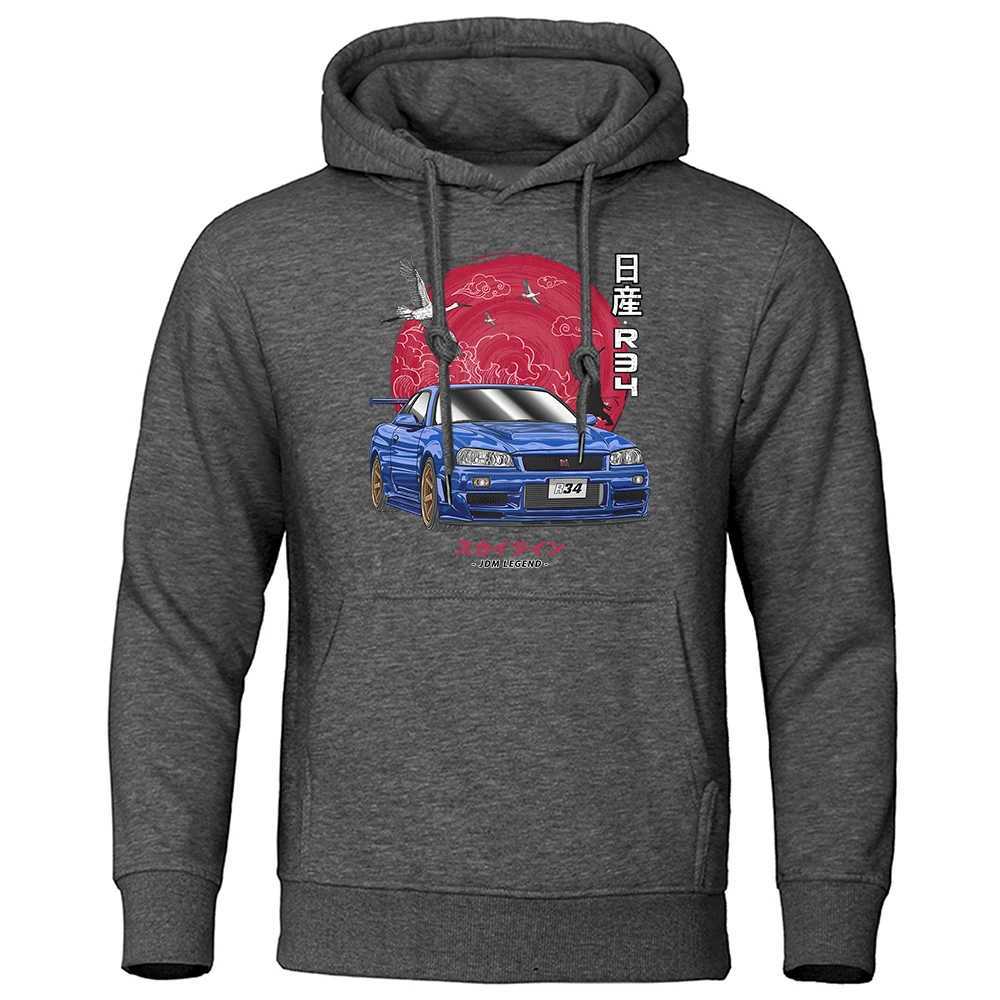 Jdm Culture Gtr R34 Printed Hoodie Mens Fashion Large Size Hoodie Autumn Fur Lined Hoodie Casual Super Large S - Xxl Clothing Womens W241230