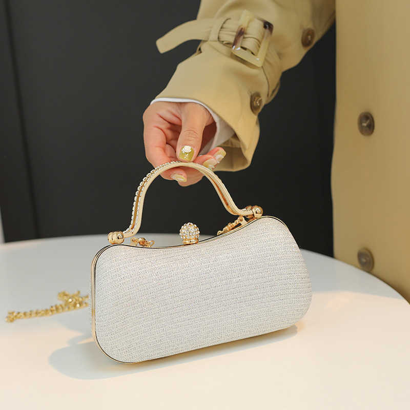 Ins Fashion Women's Bag New Texture Water Diamond Handbag Diagonal Cross Shoulder Banquet Bag Celebrity Fashion Chain Bag