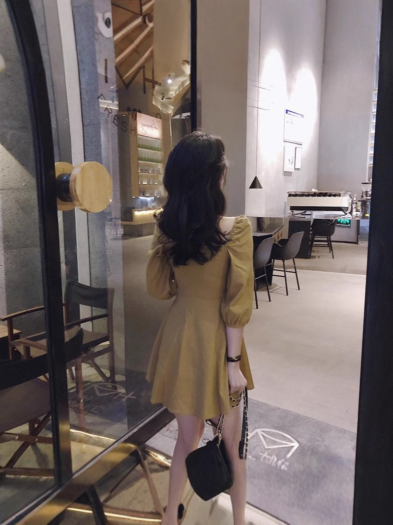 F222 Dress Women's Design Niche Oil Painting Smudge Print Slim Fit Pleated Off-Shoulder Suspender Long Dress