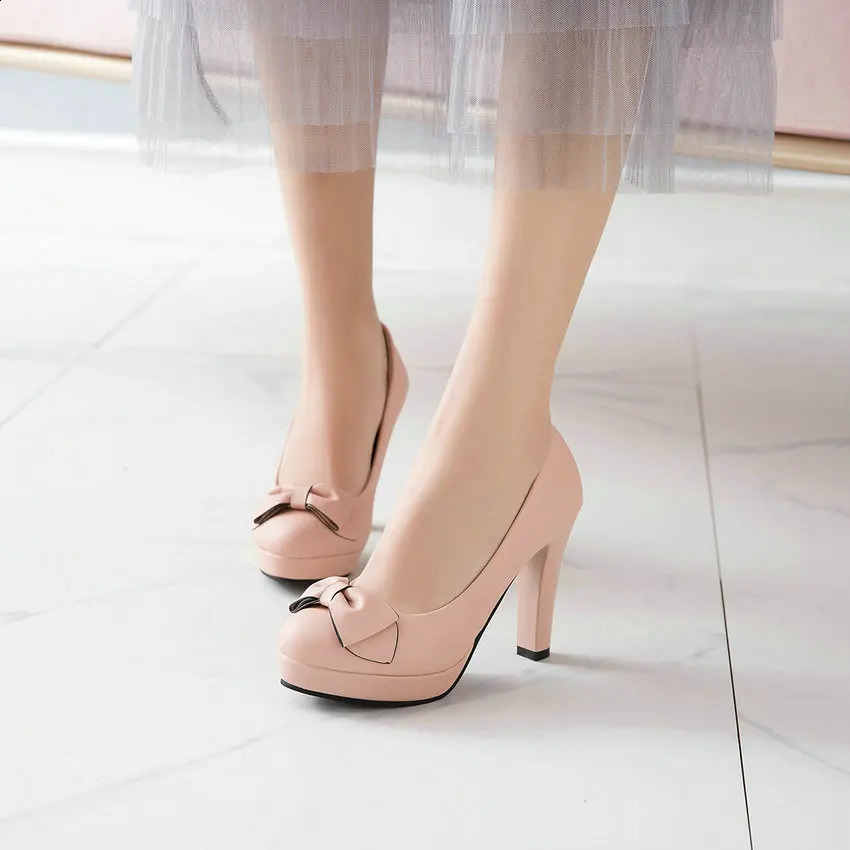 Dousin Partin Women Pumps Square High Heel PU Leather Slip On Round Toe Platform Summer Spring Ladies Shoes 241230