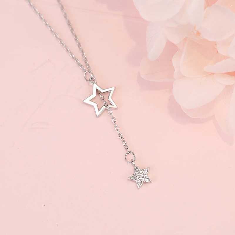 Christmas Gift 925 Pure Silver Cute Shining Star Necklace Pendant Charm Necklace Enchanting Women Wedding Party Birthday Jewelry W241230