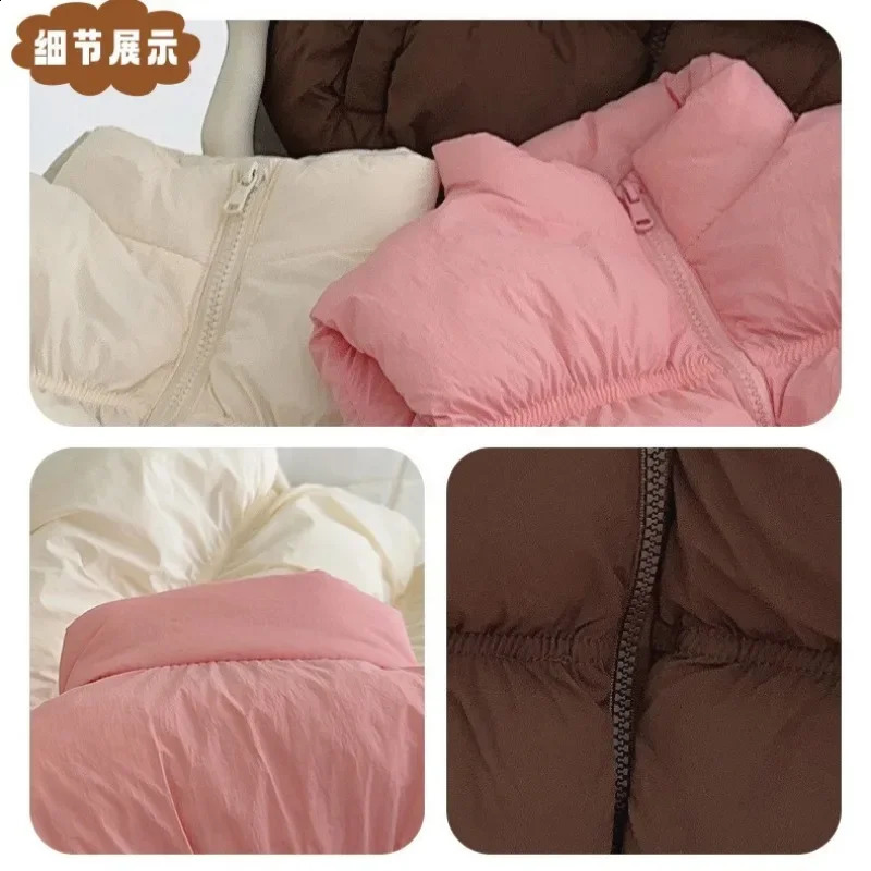 Children Winter Candy Cotton-padded Vest Baby Waistcoat Autumn Casual Cardigan Thicken Warm Outerwear Toddler Sleeveless Coats 241230