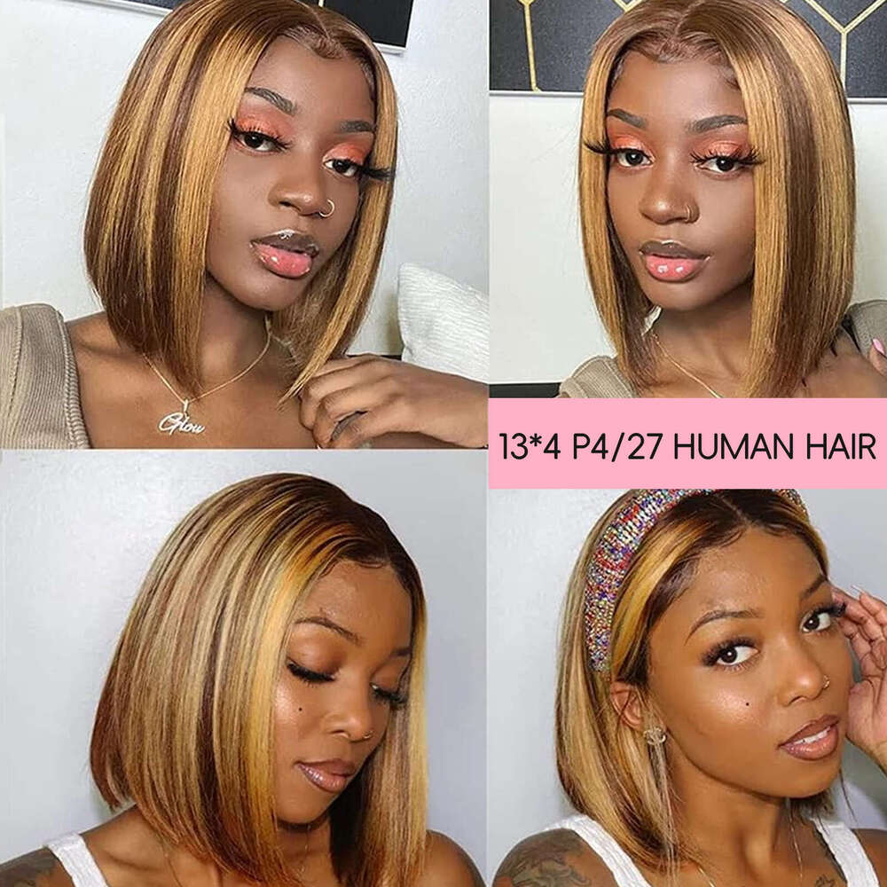 Lace Front Wig Cover T Shape Lace Front Wig Cover T Shape Lace Front Wig Cover T Shape Wig Short Female Full Head 4/27 13 * 4 Bob Wig Human Hair Lace 