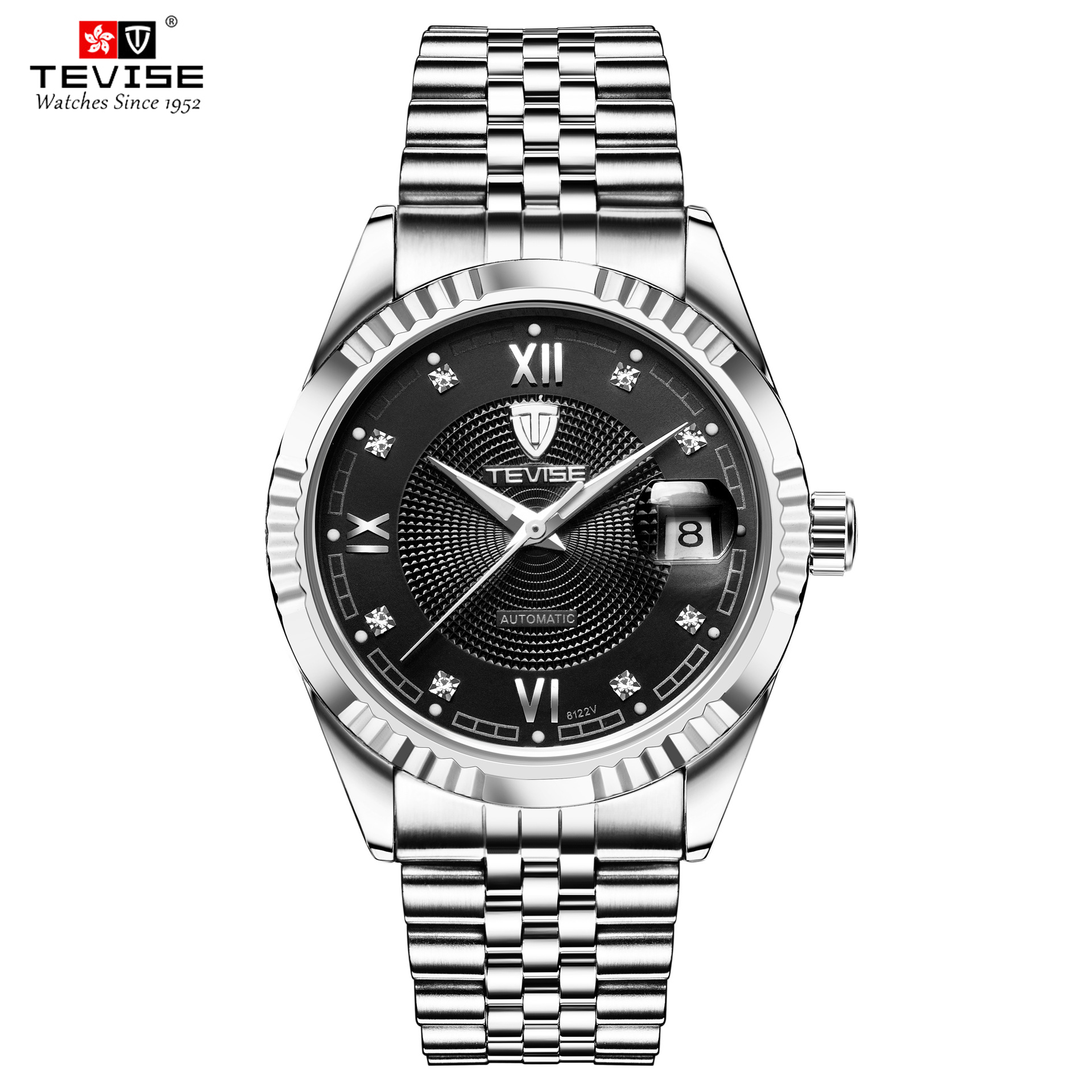 TEVISE Mechanical Watchs Men Waterproof Calendar Watch Leisure and Fashionable Stainless Steel Designer Mens Watch Luminous Automatic Wristwatch T012 