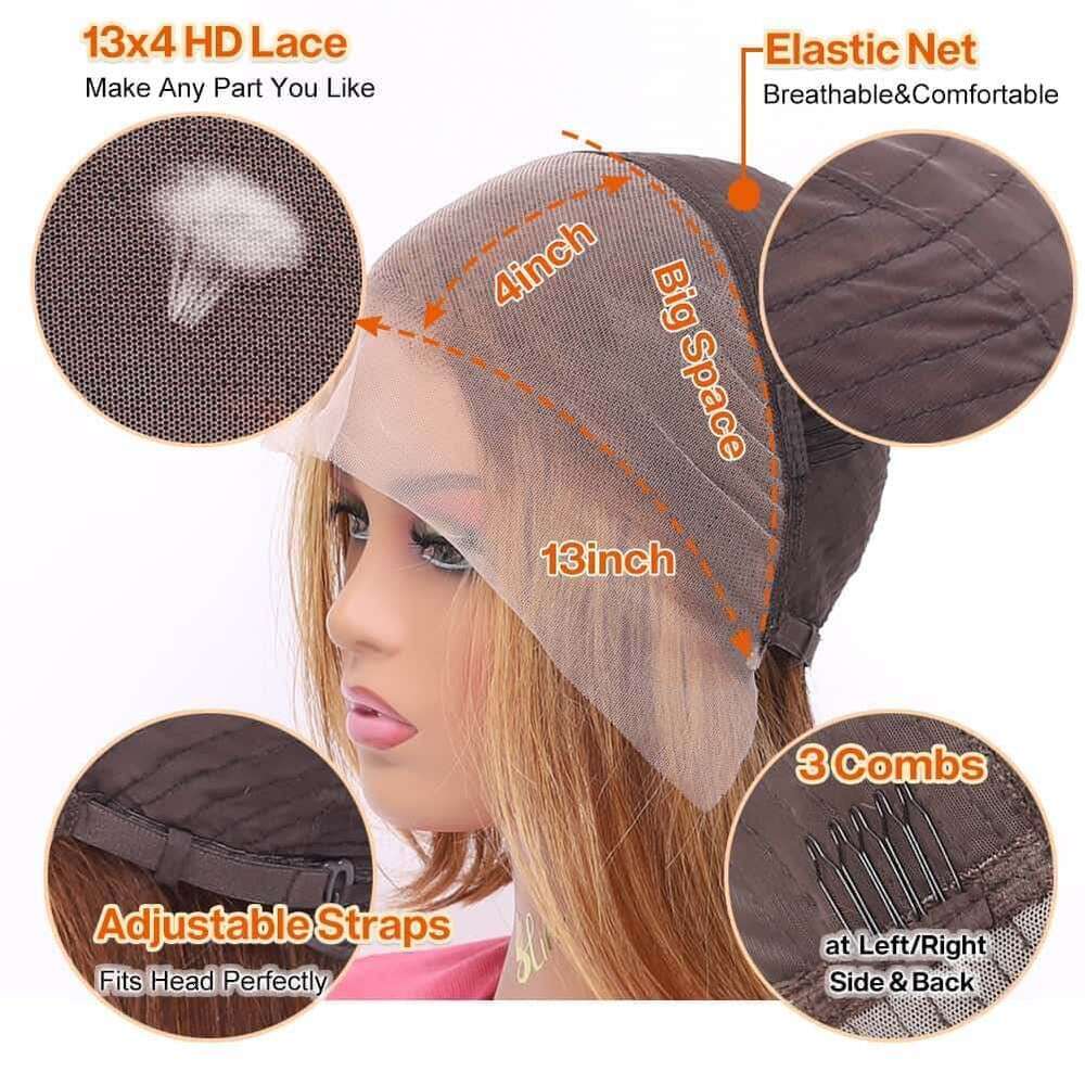 Lace Front Wig Cover T Shape Lace Front Wig Cover T Shape Lace Front Wig Cover T Shape Wig Short Female Full Head 4/27 13 * 4 Bob Wig Human Hair Lace 