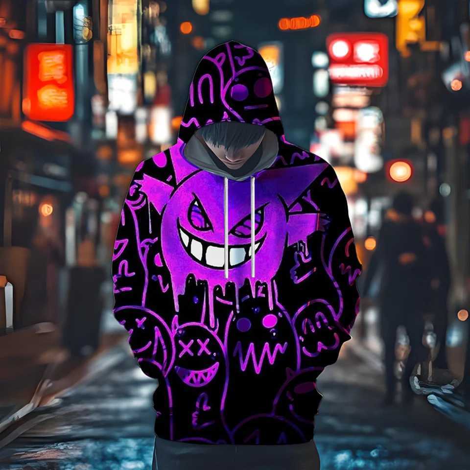 (Miniso) Japanese anime Pocket Monsters Gengar autumn hoodie Street waist style comfortable shirt mens hoodie new hoodie and sweatshirt W241230