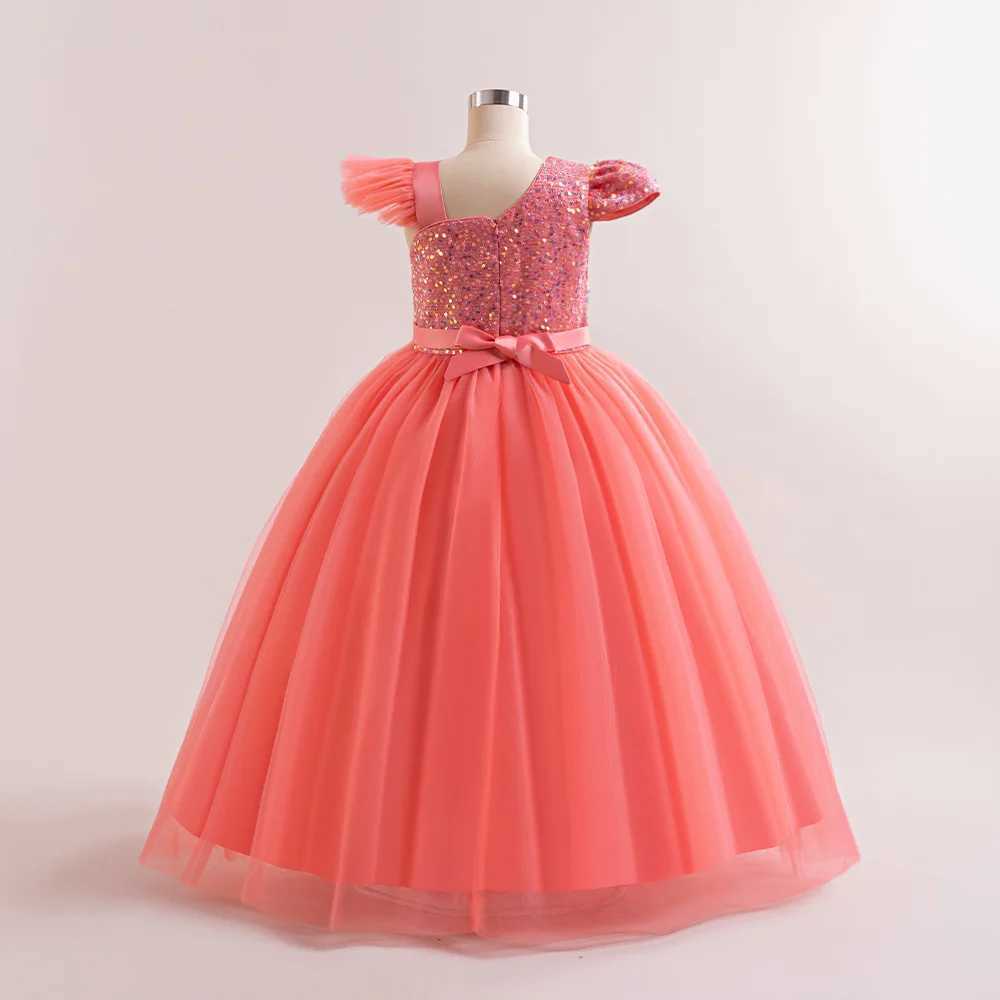 Girl's Dresses Girls Sequin Wedding Bridesmaid Party Dresses Kids Fancy Birthday Tutu Gown Girl Long Evening Princess Dress Children Lace Wear Y2