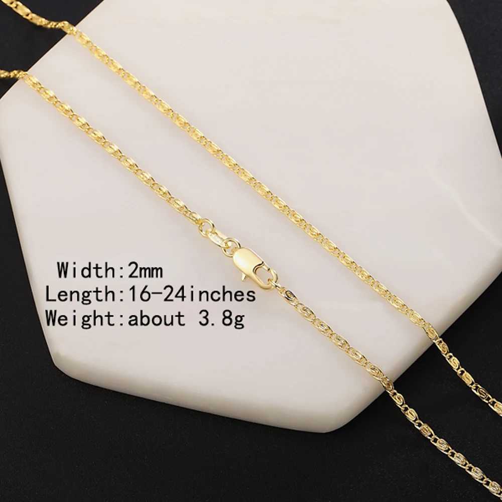 925 sterling silver 16/18/20/22/24 inch gold 2MM chain necklace suitable for fashionable wedding gifts and jewelry for women and men W241230