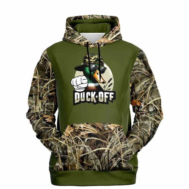 Duck takes off fun camouflage hoodie mens clothing outdoor sports trend hoodie jacket 3D printed camouflage pattern hunting hoodie 2025 W241230