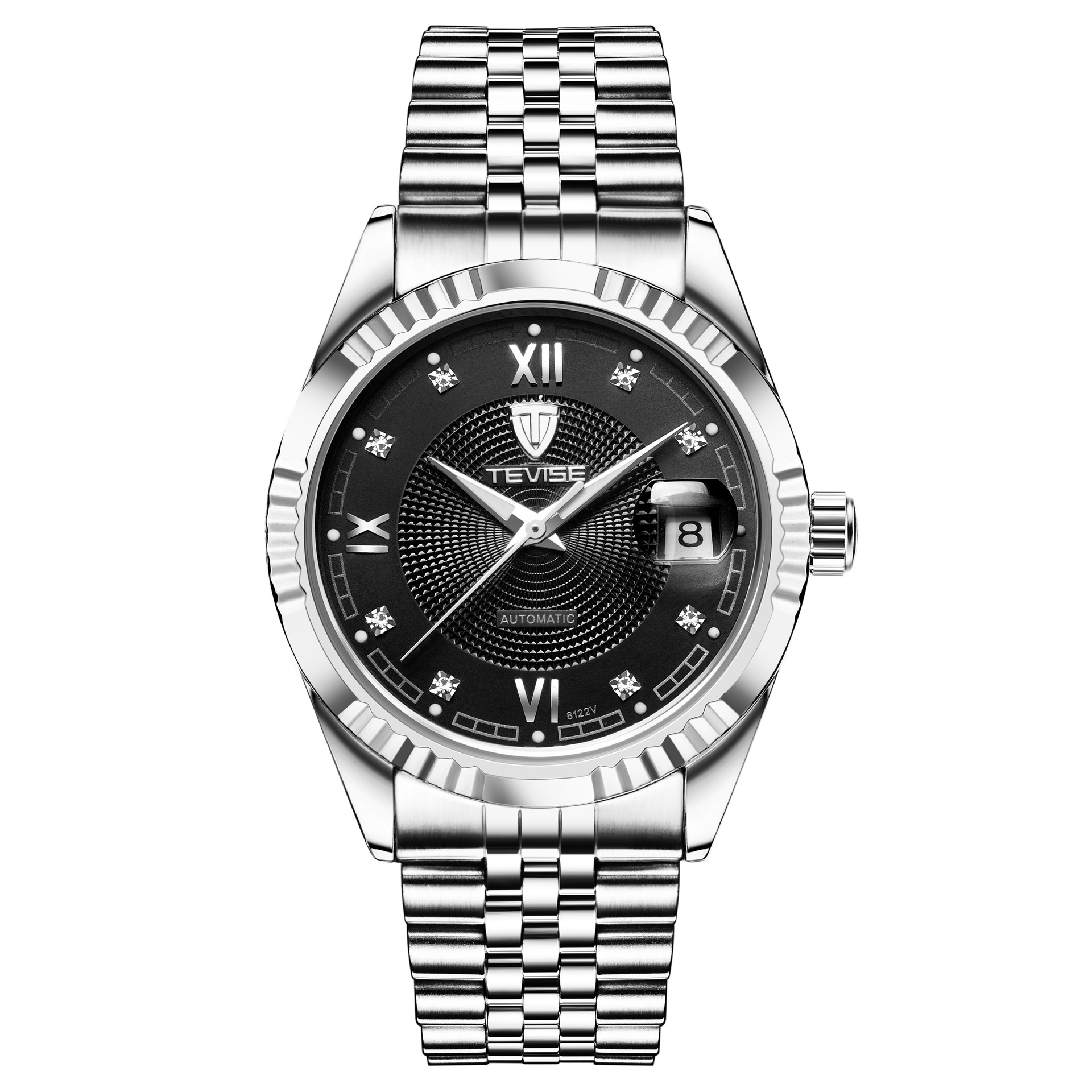 TEVISE Mechanical Watchs Men Waterproof Calendar Watch Leisure and Fashionable Stainless Steel Designer Mens Watch Luminous Automatic Wristwatch T012 