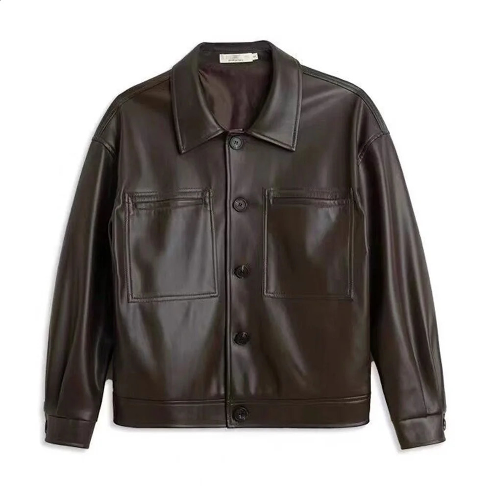 Mens Leather Jacket Motorcycle Pocket Jacket Autumn Casual Streetwear Retro Korean Version Jacket Mens Clothing Unisex 241228