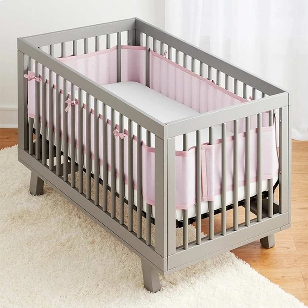 Breathable Mesh Soft Baby Bed Bumper Crib Pad Protection Bedding Baby Anti-collision Bebe Crib Protector Cot Fence Room Decor 241227