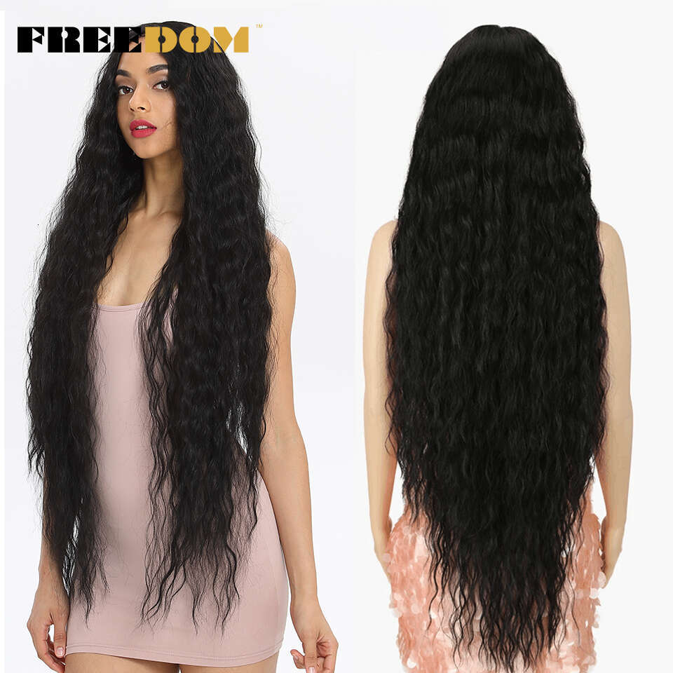 FREEDOM Synthetic Front For Black Women 40 Inch Long Cosplay Curly Lace Wigs Ombre Highlight Ginger White Pink Wig