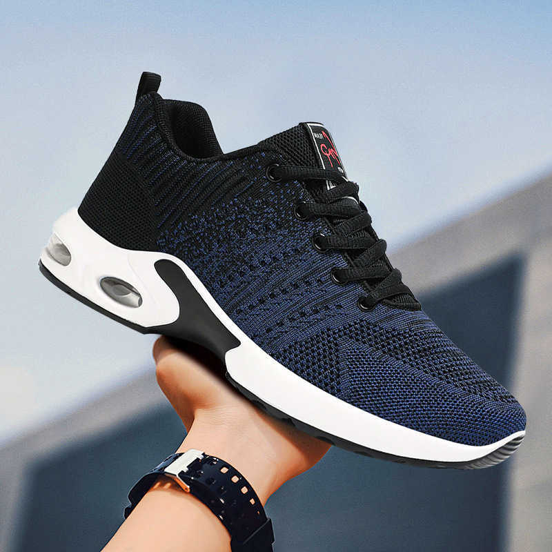 Data Air Cushion Sports Shoes Fly Weaving Color blocked Running Shoes Mens Shoes Large Shoes