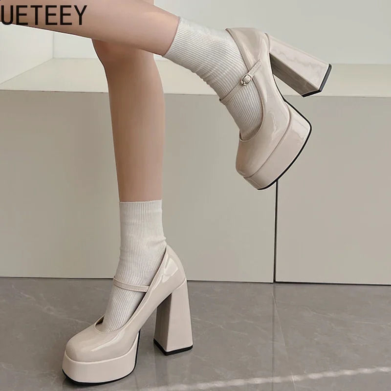 Platform Women Pumps Fashion Shallow Buckle Shoes 2025 Spring Autumn Wedding Party Shoes 241230