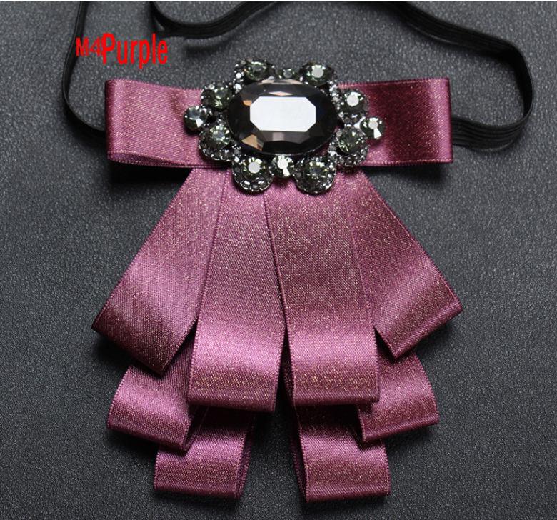 9 Color Formal Men Ribbon Double-Layer Collar Flower With Crystal Decoration Man Wedding Groom Ribbon Bow Tie Necktie