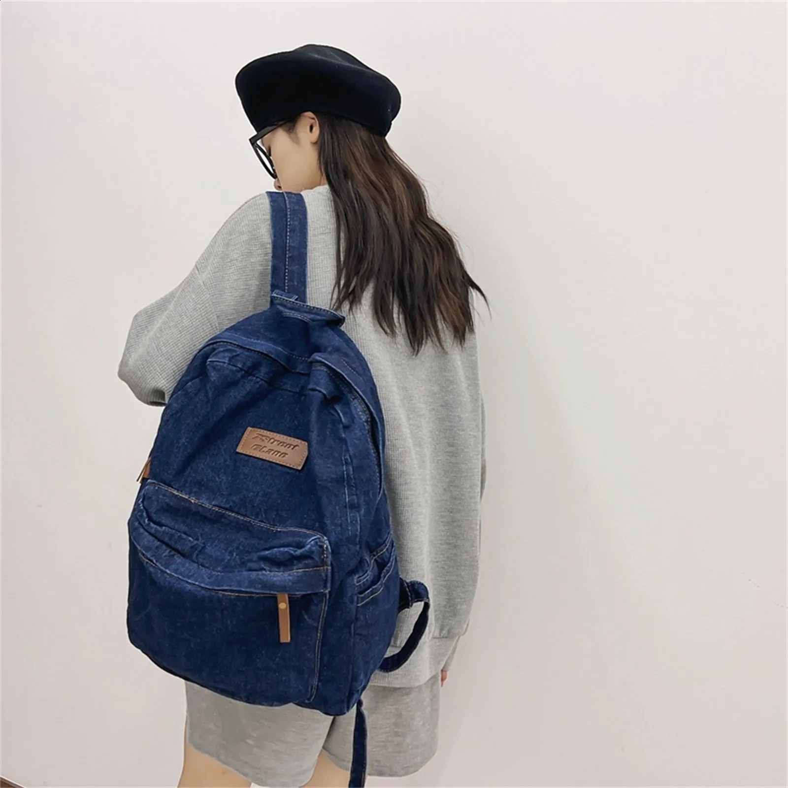 Mochilas Femeninas Denim Backpack For GirlsWomen Classic Retro Bookbags School Bag Travel Jeans Backpack For College 241230