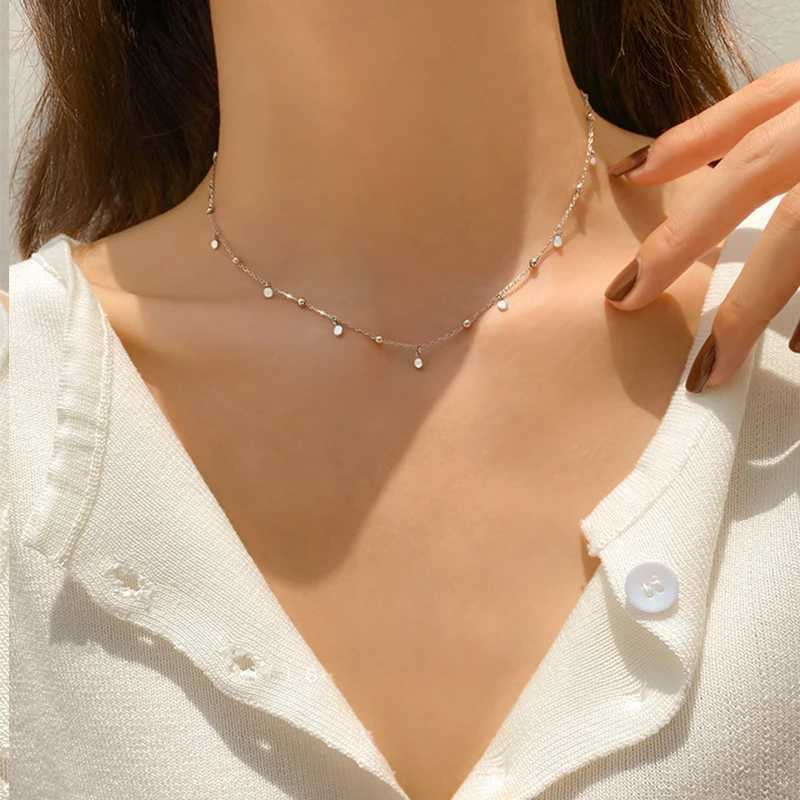 Necklace Real 925 sterling silver geometric irregular circular necklace Clavicle chain cute jewelry accessories W241230