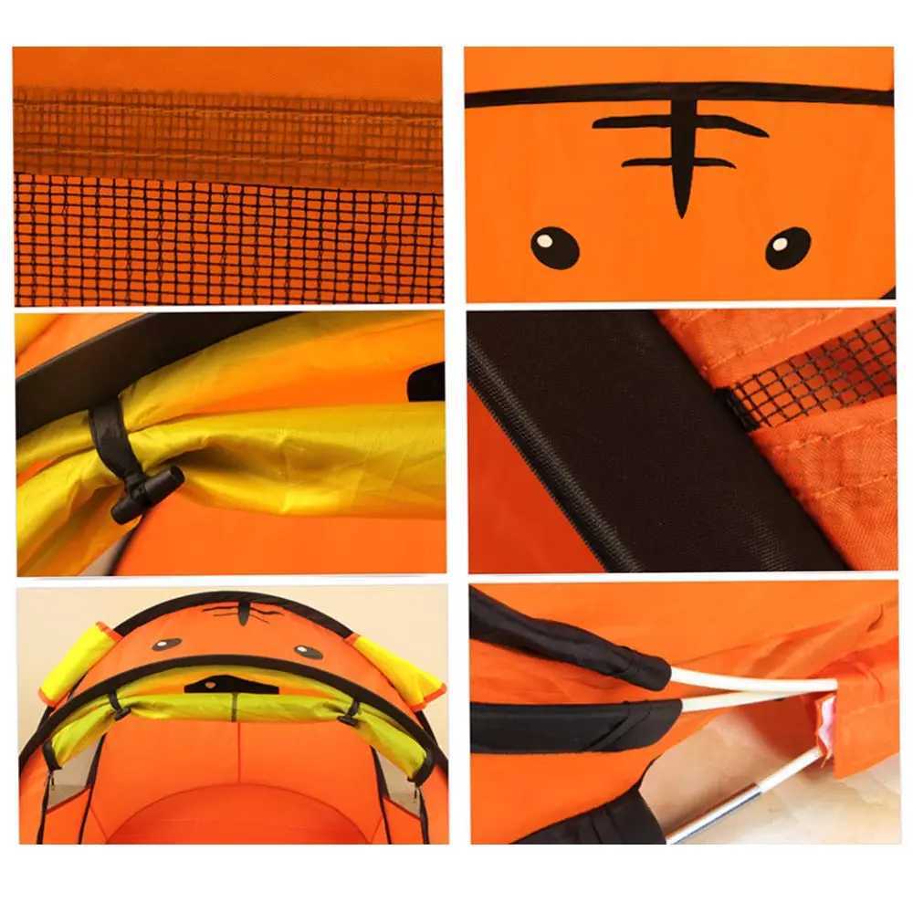 Portable Tiger Childrens Tent Cartoon Animal Childrens Game House Outdoor Pop up Toy Tent Indoor Net Baby Ball Pit Swimming Pool W241230