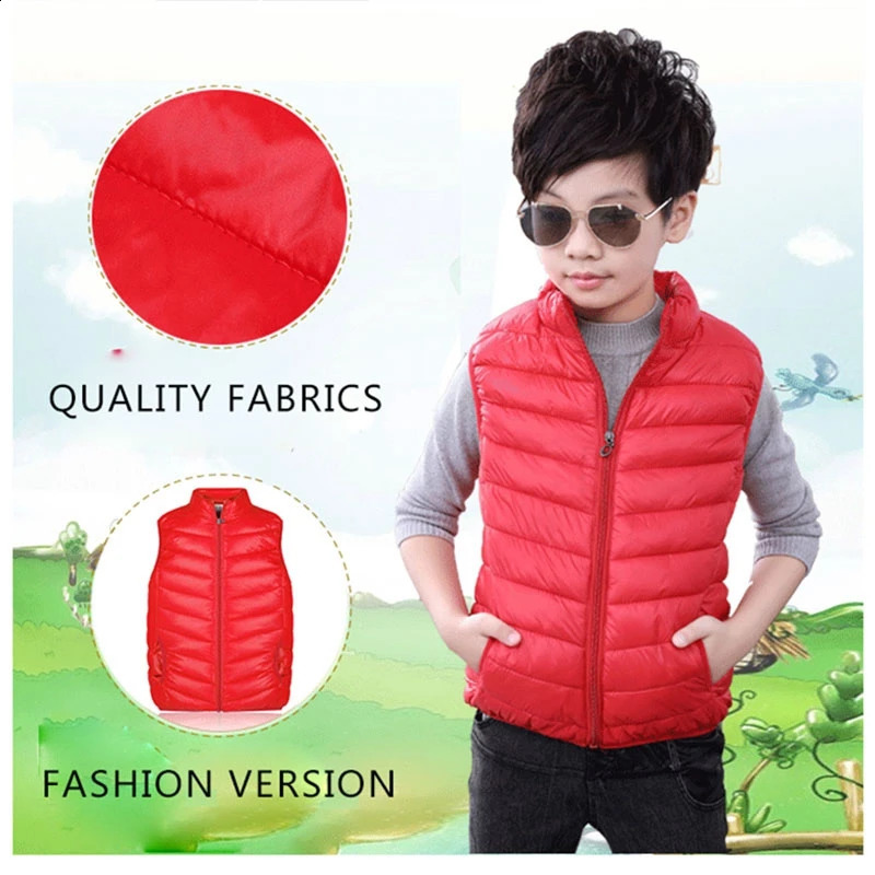 Children Clothing Boys Girls Warm Waistcoats Autumn Winter Outerwear Coat Vests KidsToddlers Thick Padded Warm Jacket 3-16 Years 241230