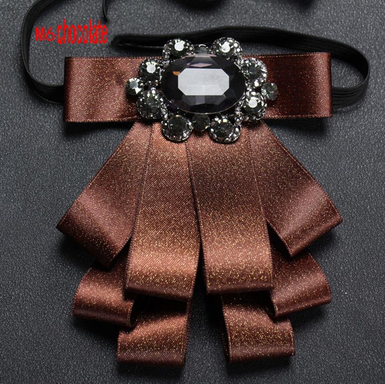 9 Color Formal Men Ribbon Double-Layer Collar Flower With Crystal Decoration Man Wedding Groom Ribbon Bow Tie Necktie