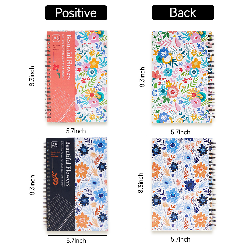 Elegant A5 Flower Pattern Spiral Notebook Convenient Coil Book for Notes & Planning