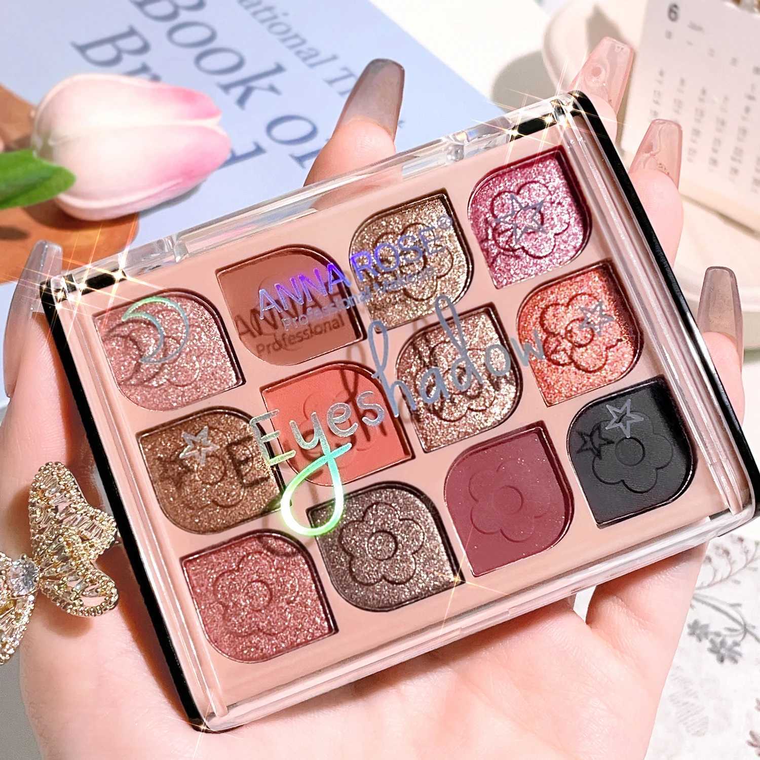 12-Color Eyeshadow Disc l B High-gloss Grooming Aegyo Sal Integrated Eyeshadow Disc Eyeshadow Makeup Disc.XJ241230