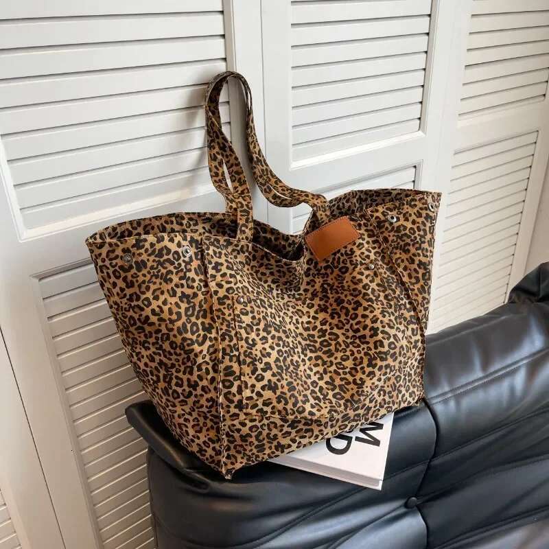 Women's Bags Handbag Oversized Leopard Prints Shoulder Bags For Women Deformable Canvas Large Capacity Shopping Totes Winter New Handbags