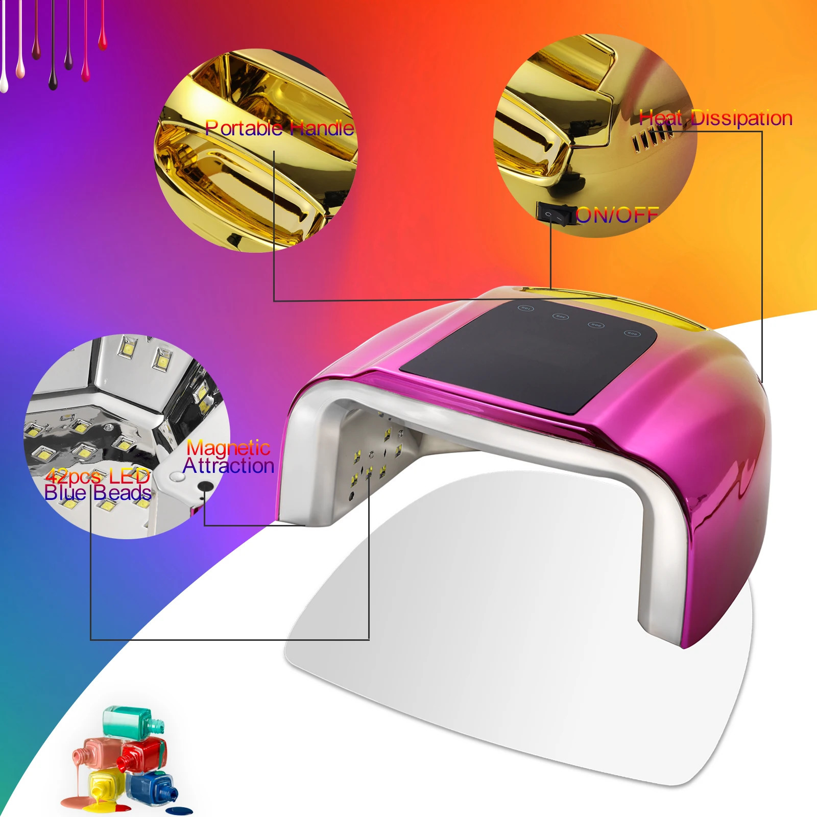 96W UV nail lamp non charging gel lamp professional LED nail lamp dryer 4 timer automatic sensor fast curing household and salon 241230