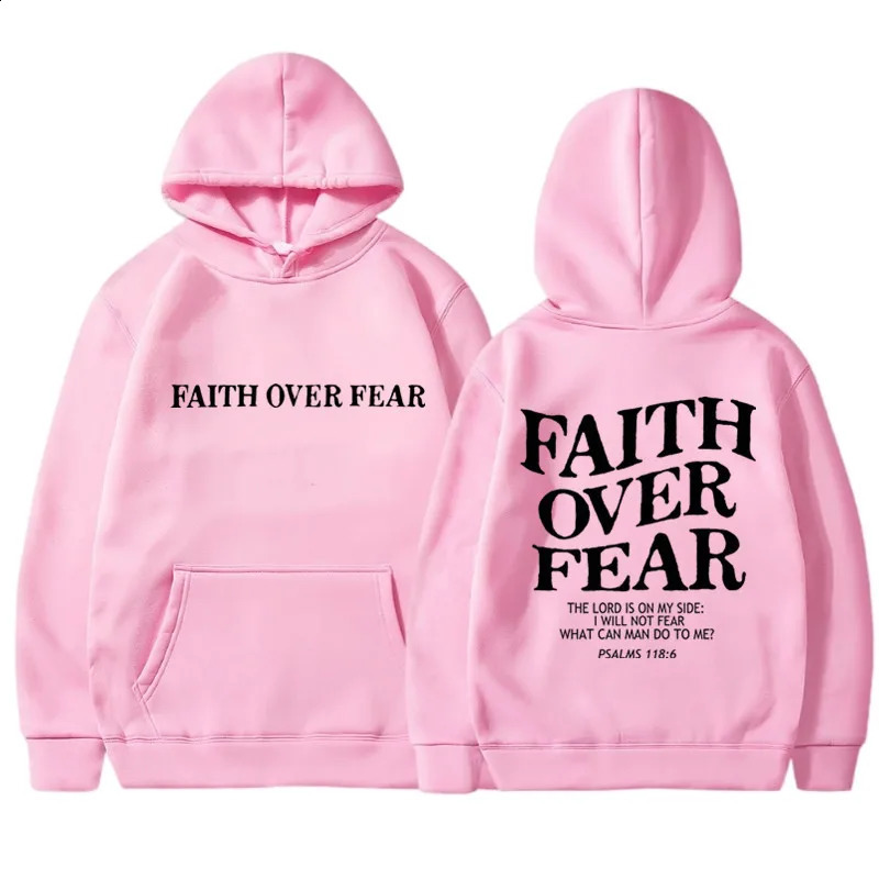 FAITH OVER FEAR Print Hoodies for Men Women Casual Long Sleeve Hooded Sweatshirts Hip Hop Harajuku Hoodie Y2k Men Tops Hoodie 241230