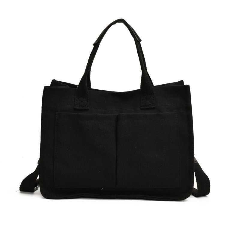 College Student Class Canvas Bag, Female 2024 New Casual Versatile Shoulder Bag, Large Capacity Commuting Tote Bag