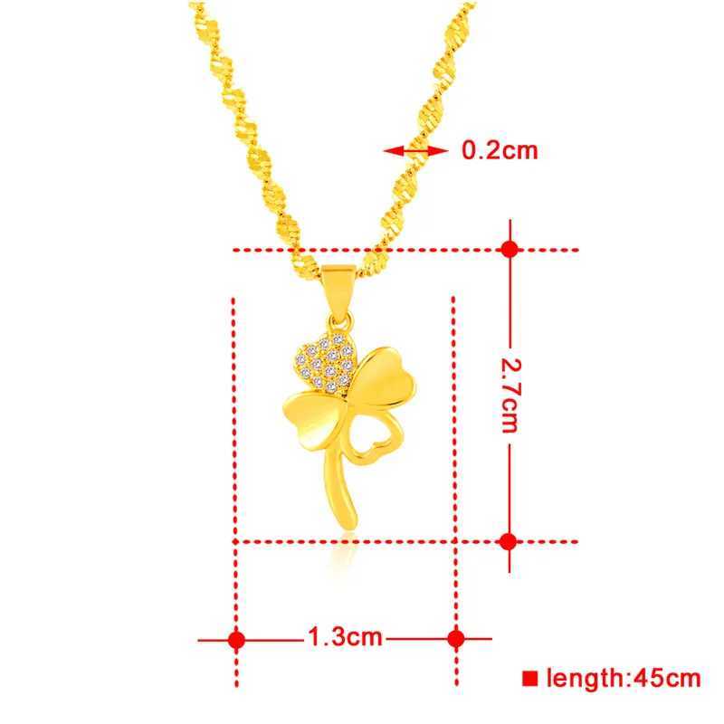 24K Gold Water Wave Chain Necklace Womens Gold - Pendant Necklace Fashion Jewelry W241230