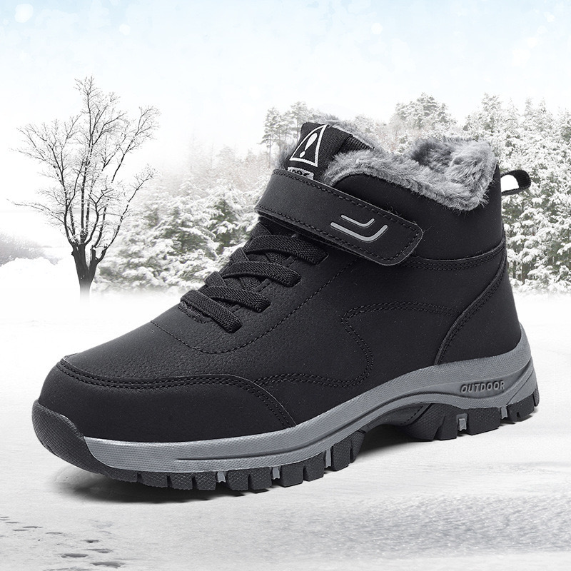 Women Mens Boots Winter Cotton Plush Pu Leather Waterproof Sneakers Climbing Hunting Shoes Outdoor Warm Hiking Boot 240904