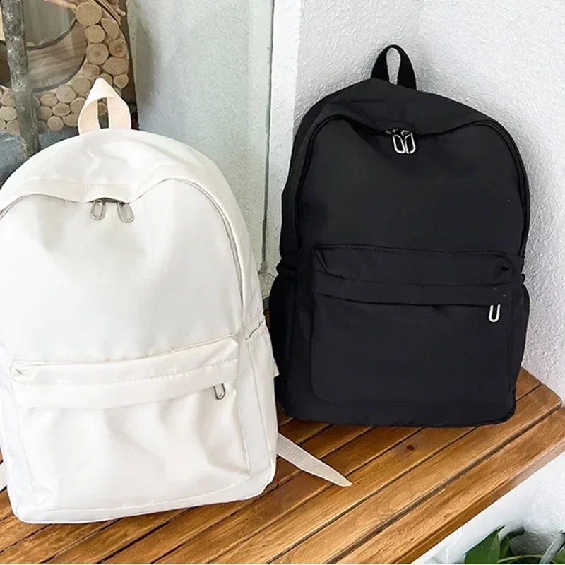 High Quality Waterproof Nylon Women School Backpack for Teenage Girls Female Travel Bag Student Solid Color Bookbag 241230