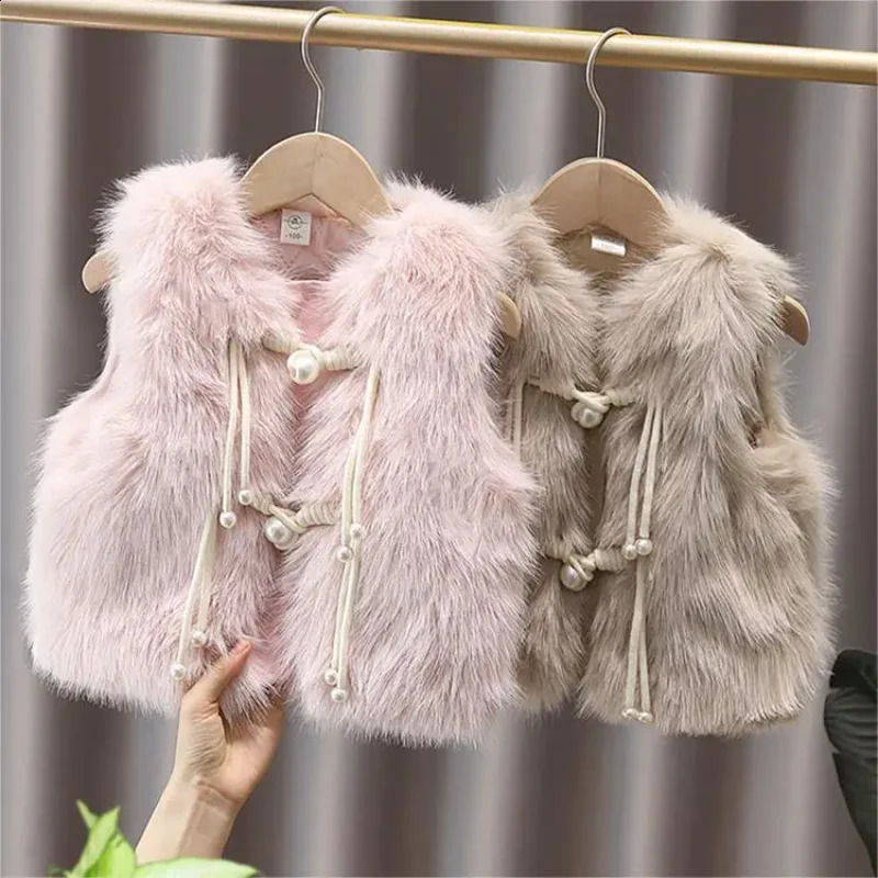 Childrens Vests faux Fur Vest for Children To Wear Warm Outer Toddler Vest Toddler Girl Winter Clothes 241230