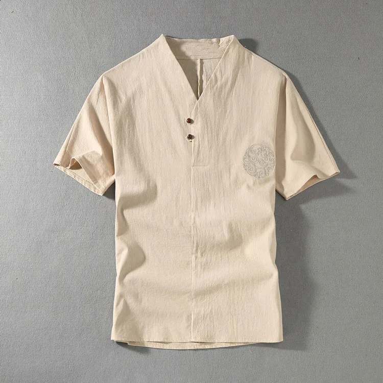 Mens Clothing Large Size Home Husband Summer Suit Linen tshirt Fashion Male Set Chinese Style 8XL 9XL plus Two Pieces 241223