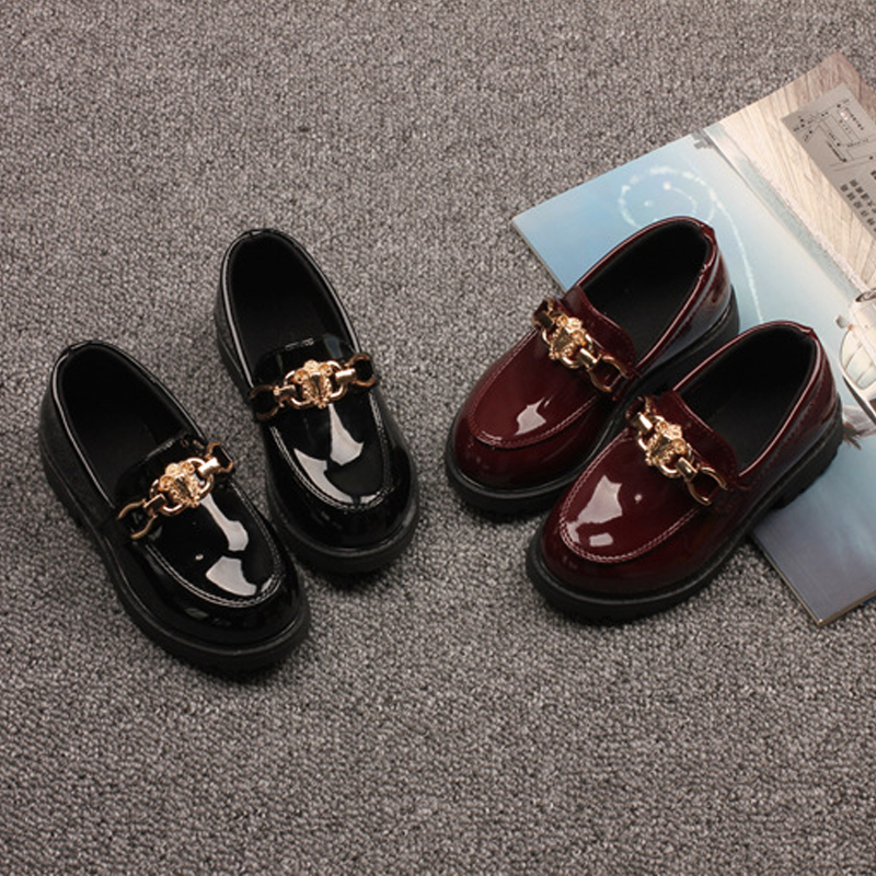 Kids Toddler Patent Leather Shoes British Style Children Slip on Loafers Kidsnest for Girl Boy Student Performance Shoes Sizes US5C-US5Y
